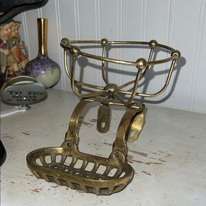 Antique Brass claw foot tub soap & sponge holder